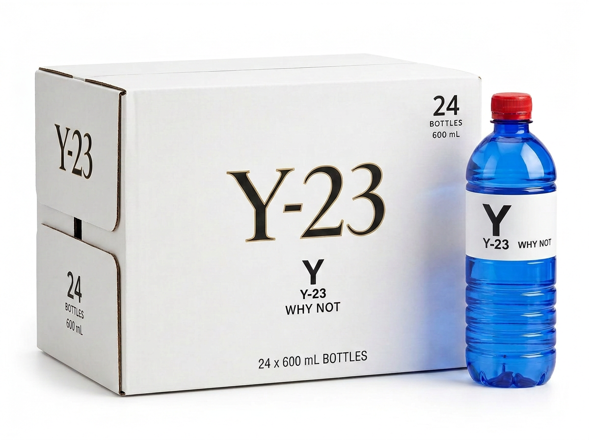 A Y-23 case of 24 locally made water bottles
